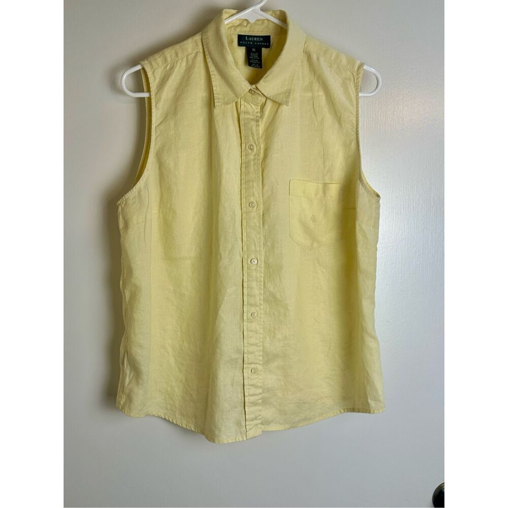 Lauren Ralph Lauren 100% linen top size XL yellow